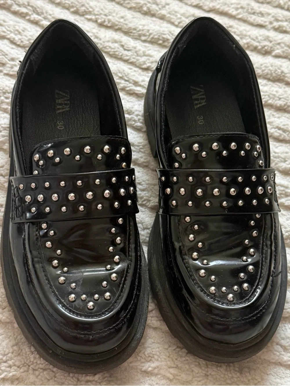 Zara Kids Black Studded Chunky Loafers US 12 Y2K Punk Grunge